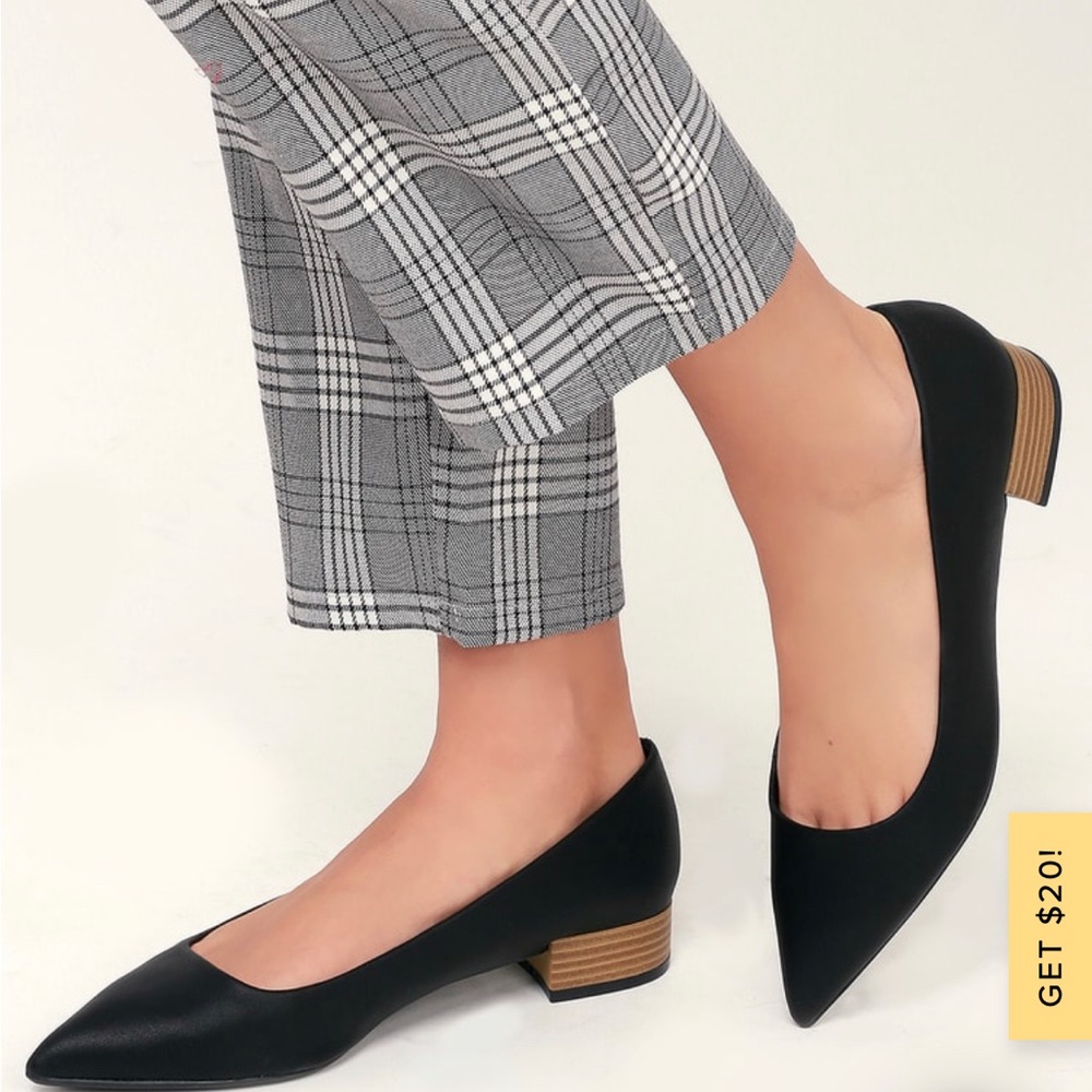 Alesia Black Low Pointed-Toe Heels